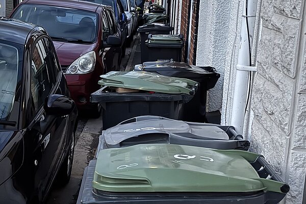 Bins blocking pavements in Gosport